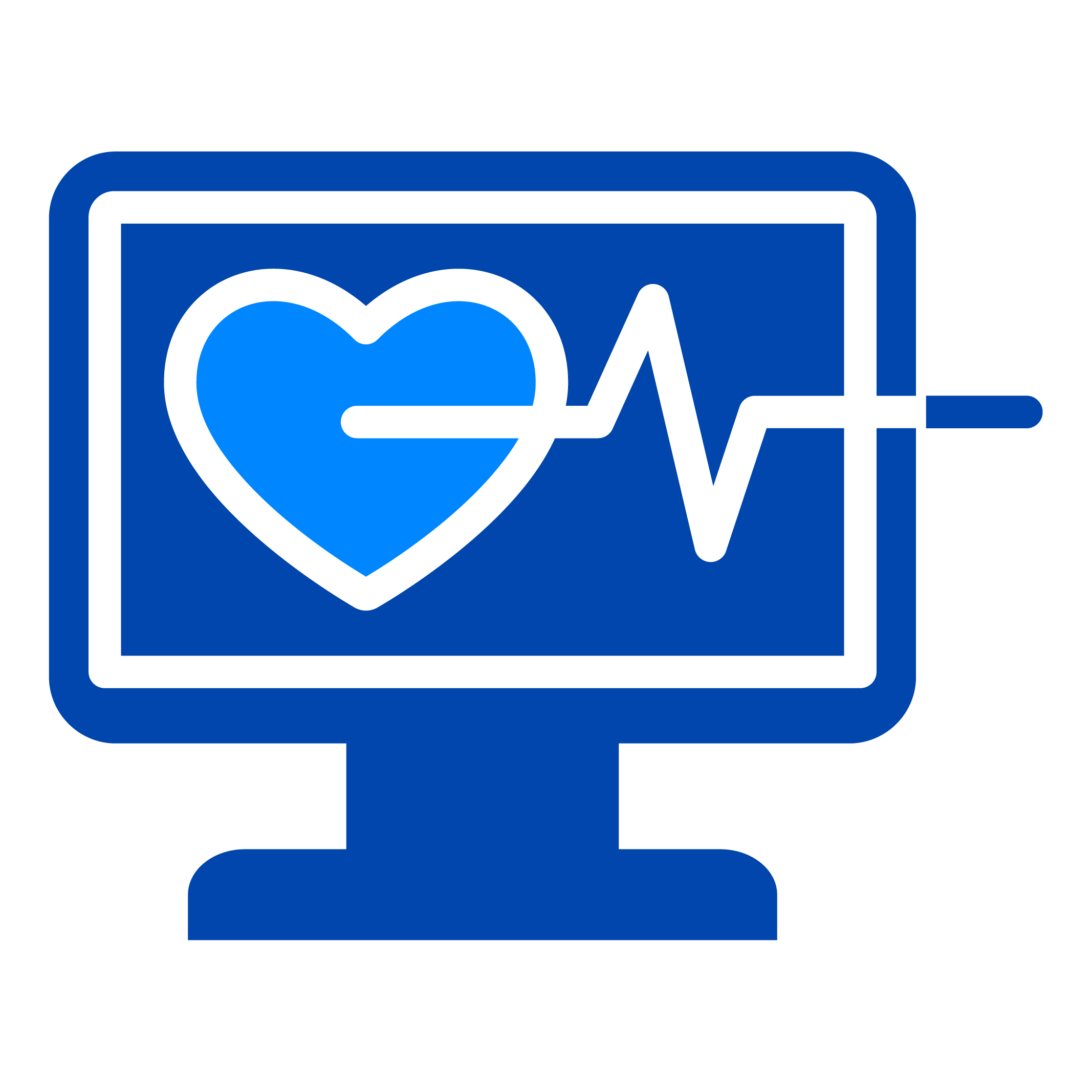 Icon representing monitoring using a heart and heartbeat.