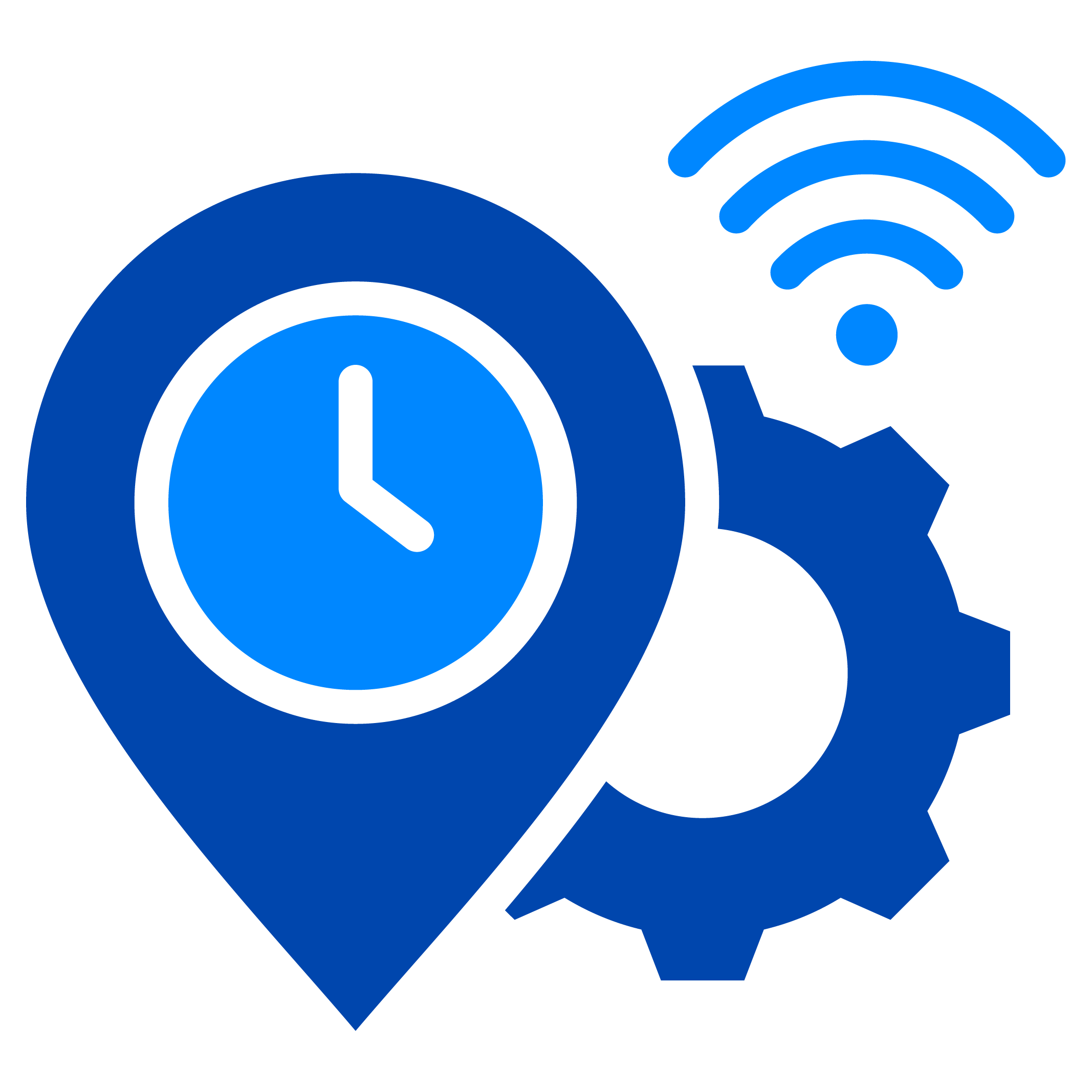 Icon representing location monitoring timeframes using wireless connection.