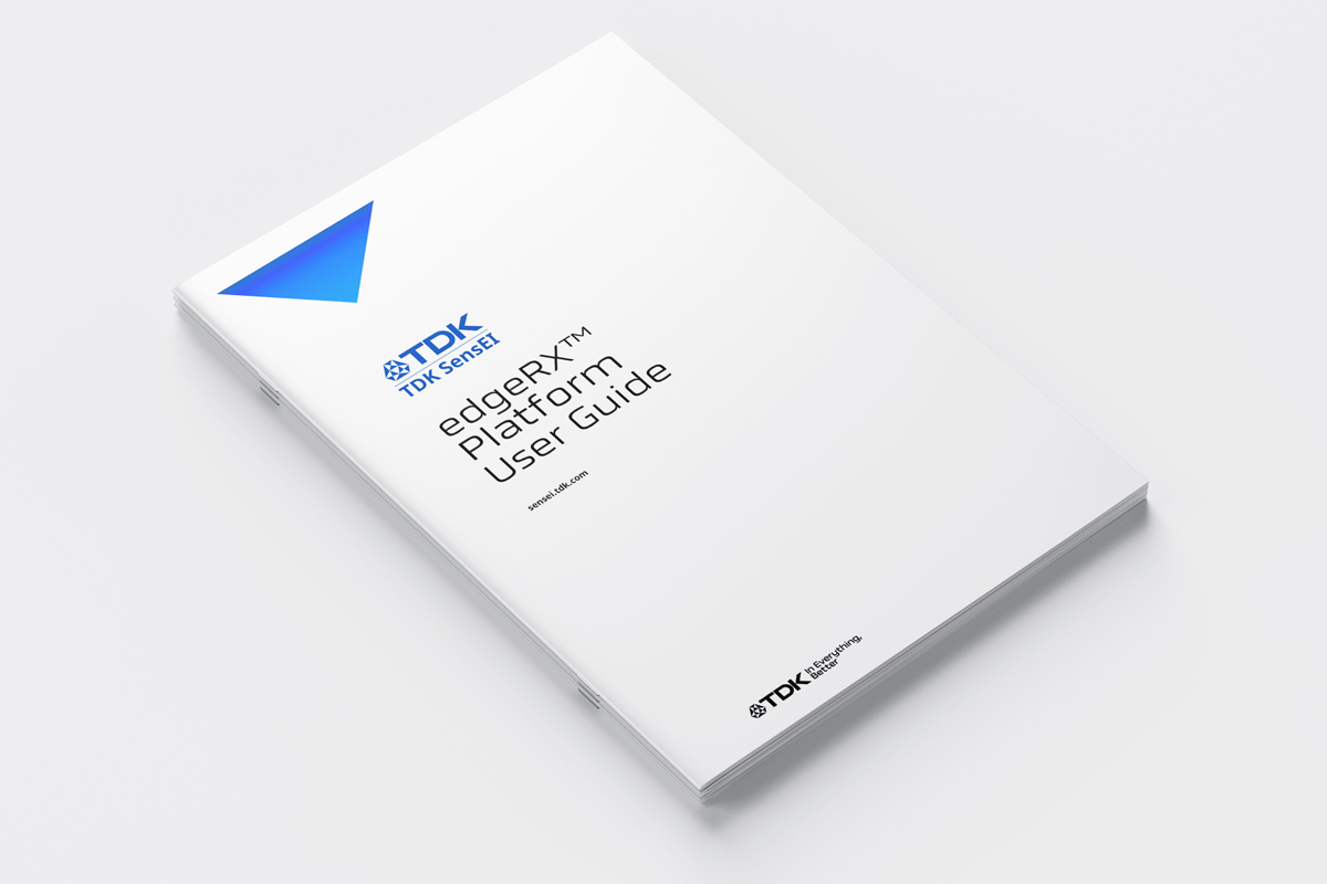 Image of the edgeRX™ Platform User Guide book placed diagonally on a gray background.