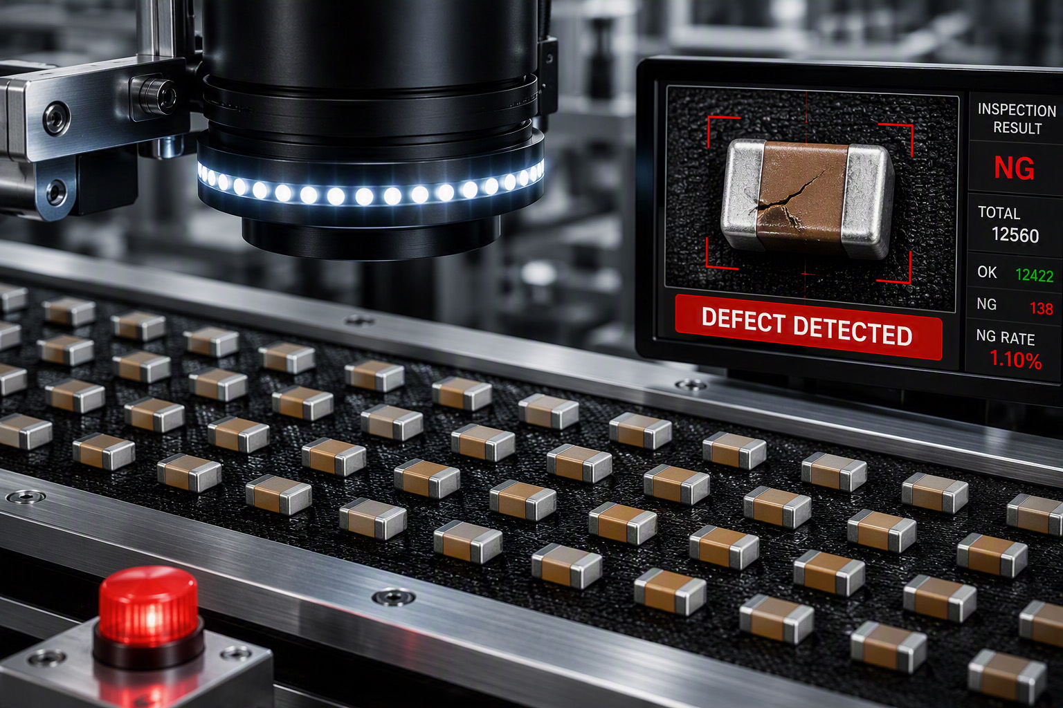 A camera inspecting and showing faulty electrical components